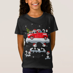 Camiseta Panda Manejando Árbol de Navidad Camión Rojo Panda