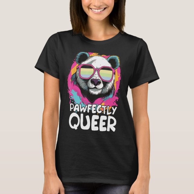 Camiseta Panda marcadamente Queer con gafas de sol (Anverso)