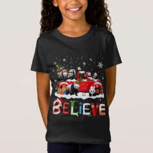 Camiseta Panda Montando Camión Rojo Árbol de Navidad Creer
