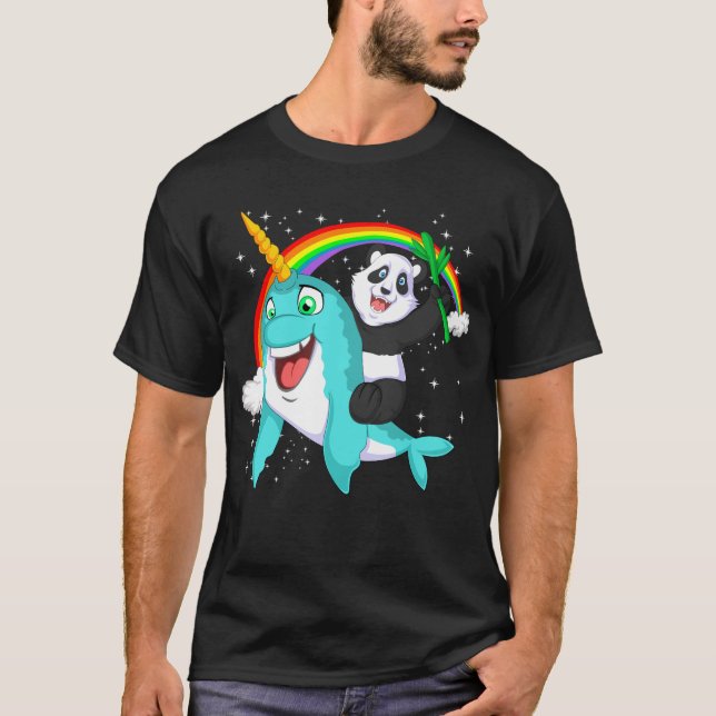 Camiseta panda montar narwhal (Anverso)