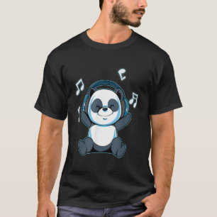 Camiseta Panda Music Note Panda Dj Auriculares Sonido Teddy