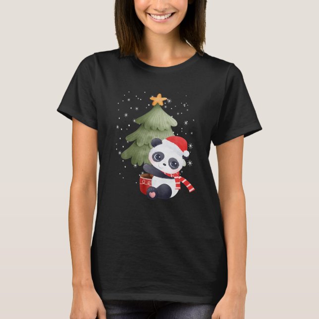 Camiseta Panda Navidades Pajamas Gorra Navidad Familia Mata (Anverso)