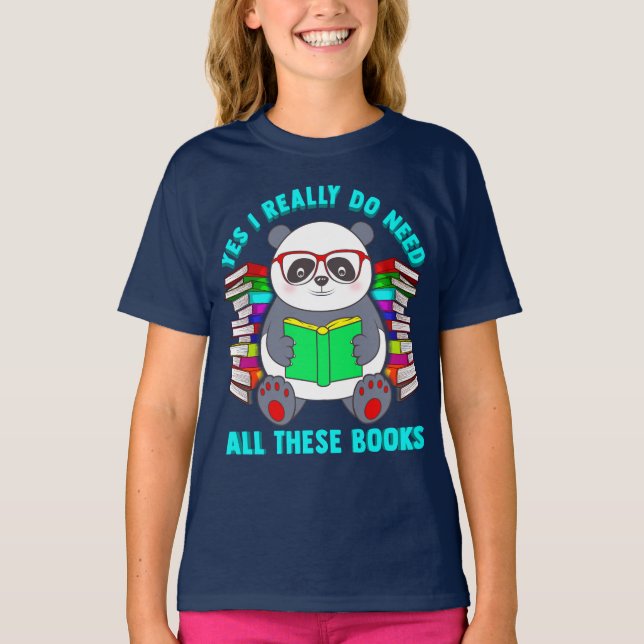 Camiseta Panda necesito sí realmente todos estos libros (Anverso)