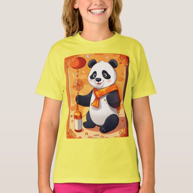 Camiseta Panda new year Party — Cartoon  style designed   (Anverso)