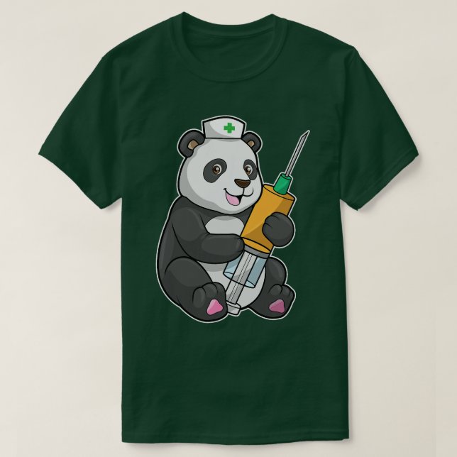 Camiseta Panda Nurse Syringe divertido (Diseño del anverso)