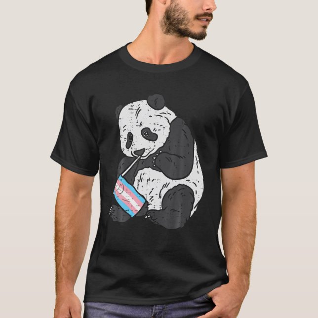 Camiseta Panda ostenta bandera transgénero Trans Orgullo LG (Anverso)