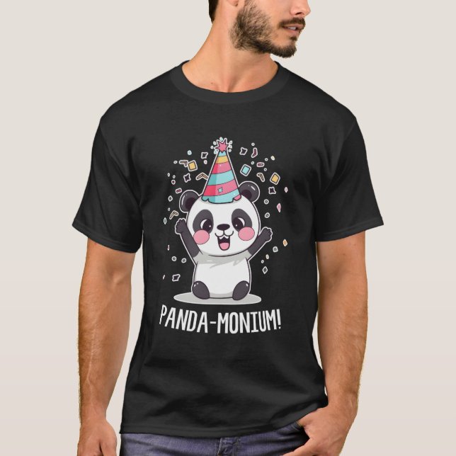 Camiseta Panda Panda-Monium Animal Pun Kawaii Coon (Anverso)