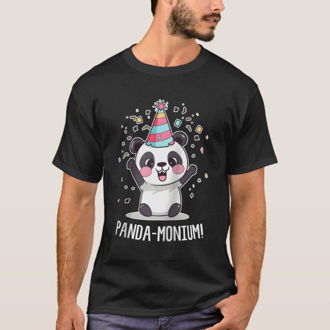 Camiseta Panda Panda-Monium Animal Pun Kawaii Coon Baseball (Anverso)