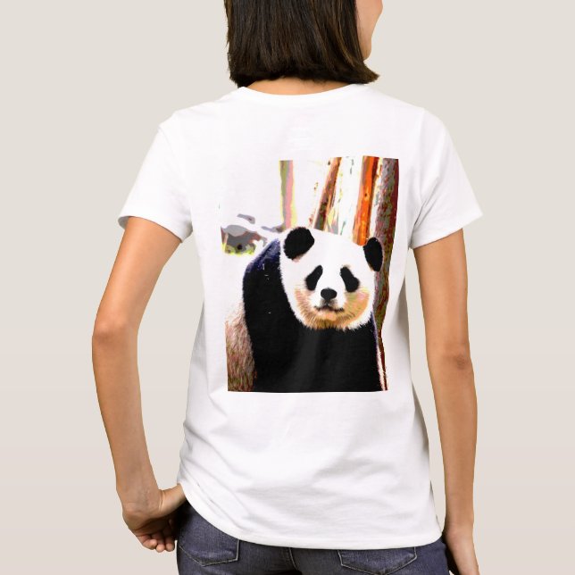 Camiseta Panda Panda, personalizado de vuelta, mujer de mod (Reverso)