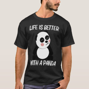 Camiseta Panda Para Hombres Mujeres Cubo De Oso Blanco Negr