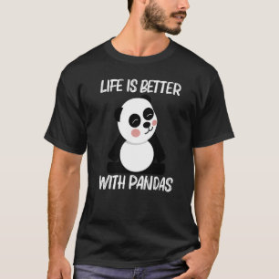Camiseta Panda Para Hombres Mujeres Cubo De Oso Blanco Negr