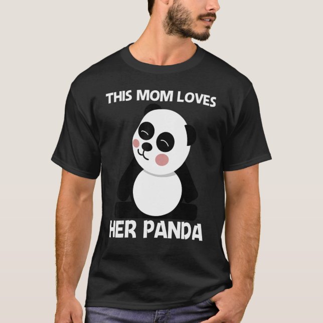 Camiseta Panda Para Mamá Mujeres De Oso Blanco Negro (Anverso)