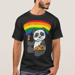 Camiseta Panda Pintando Animal LGBTQ Bandera Arcoiris Orgul