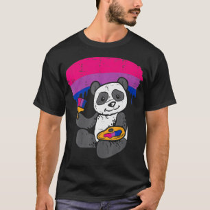 Camiseta Panda Pintando Animal LGBTQ Orgullo gay con bander