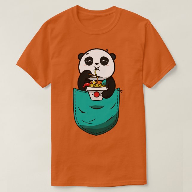 Camiseta Panda Pocket Eating Noodles (Diseño del anverso)