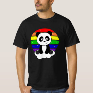 Camiseta Panda Purpurina arcoiris Kawaii Pandas colorido