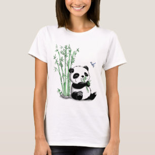 Camiseta Panda que come el bambú