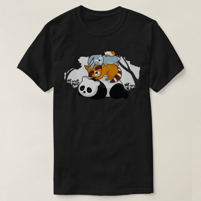 Camiseta Panda Raccoon Rabbit Hamster Cute Animales Durmien (Diseño del anverso)