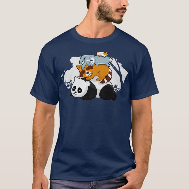 Camiseta Panda Raccoon Rabbit Hamster Cute Sleeping (Anverso)