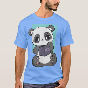 Camiseta Panda Reading Book And Bear Cub Cute Anime Librari