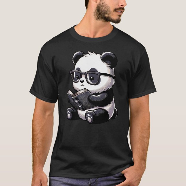 Camiseta Panda Reading Book Kawaii Bookworm Librarian (Anverso)