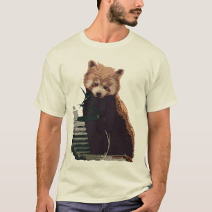 Camiseta Panda roja con las hojas