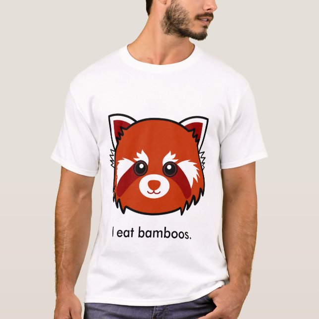 Camiseta Panda roja: Yo como bambúes (Anverso)
