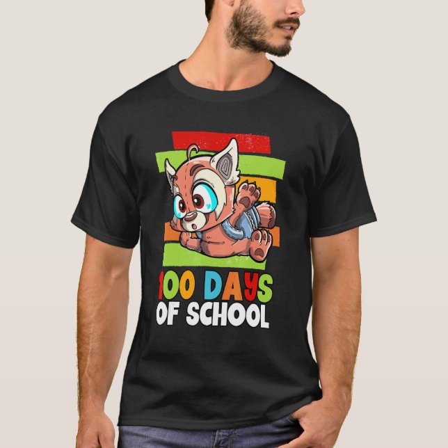 Camiseta Panda Rojo 100 Días De Escuela (Anverso)