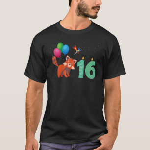 Camiseta Panda Rojo 16º cumpleaños Diversión Pandas Rojo An