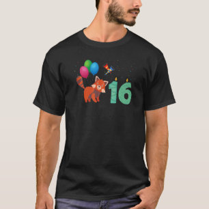 Camiseta Panda Rojo 16º cumpleaños Diversión Pandas Rojo An