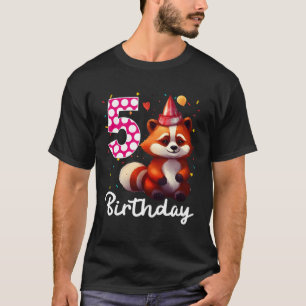 Camiseta Panda Rojo 5.º Tengo 5 Años