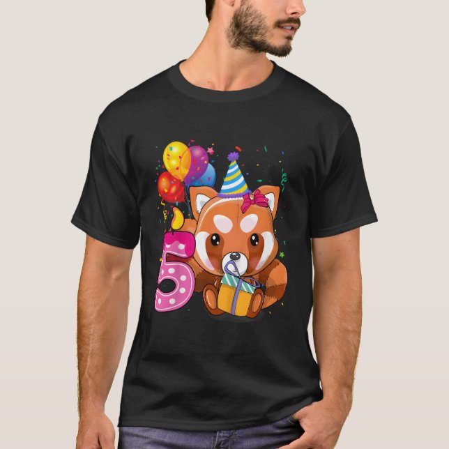 Camiseta Panda Rojo 5.º Tengo 5 Py (Anverso)