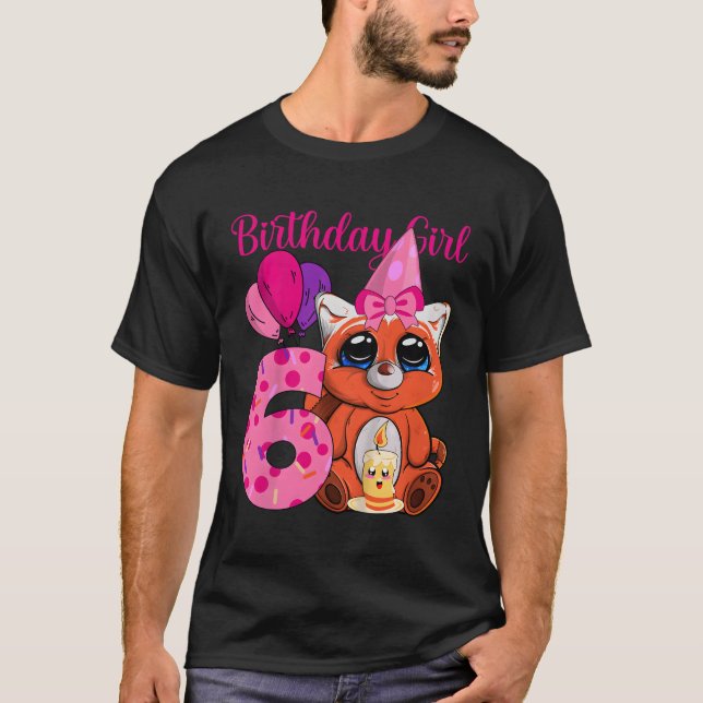 Camiseta Panda Rojo 6.º Tengo 6 Años (Anverso)