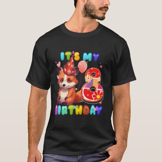 Camiseta Panda Rojo 8º Tengo 8 Años (Anverso)