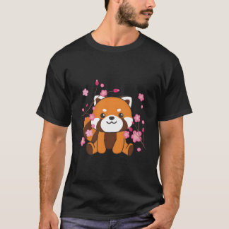 Camiseta Panda Rojo Animales Dulces Para Flores De Cerezo K