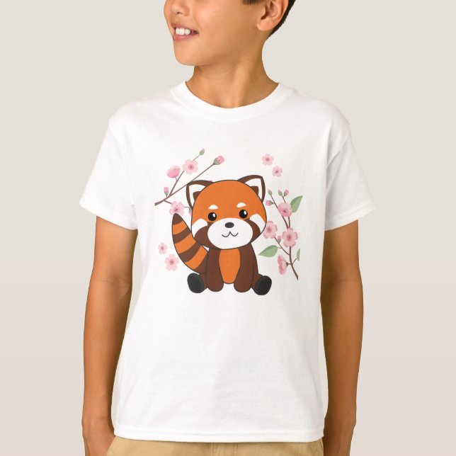 Camiseta Panda Rojo Animales Dulces Para Kawaii Kawaii (Anverso)