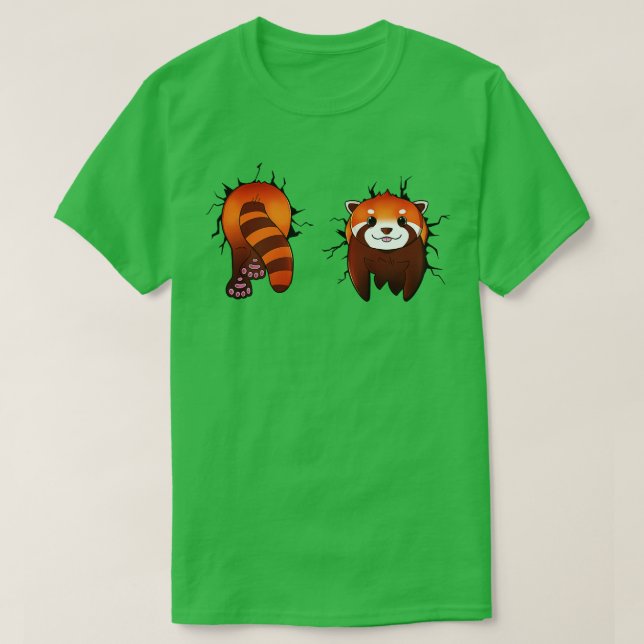 Camiseta Panda rojo atascado en la pared (Diseño del anverso)