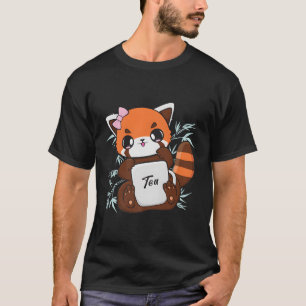 Camiseta Panda Rojo Beber Boba Tea Bubble Otaku Anime Bea