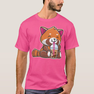 Camiseta Panda Rojo Boba Bubble Tea Cute Kawaii Anime Regal