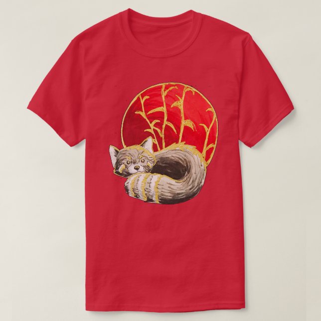 Camiseta Panda rojo cerca de Bamboo (Diseño del anverso)