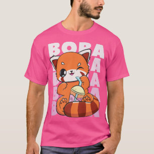 Camiseta Panda Rojo Chino Boba Cute Anime Pearl Tea Bubble