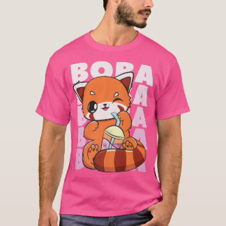 Camiseta Panda Rojo Chino Boba Cute Anime Pearl Tea Bubble