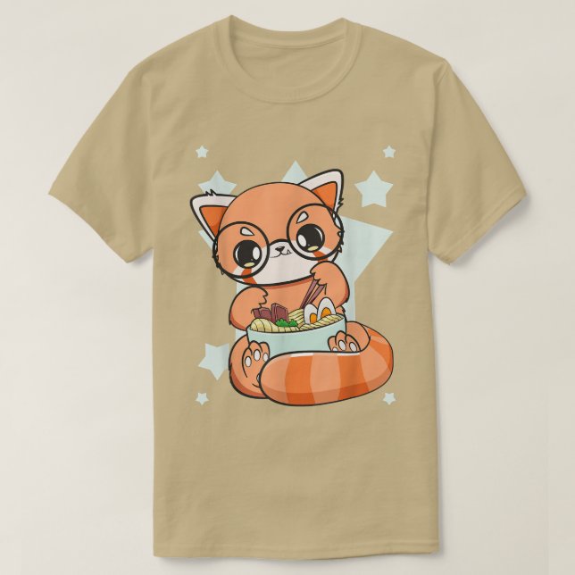 Camiseta Panda rojo chino comiendo Ramen me encanta el fide (Diseño del anverso)