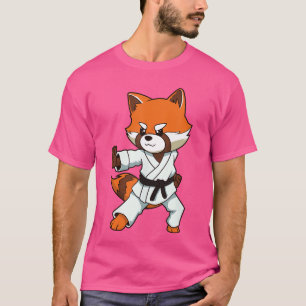 Camiseta Panda rojo cómico hace karate retro