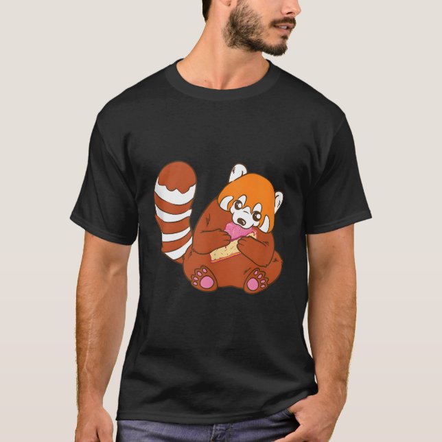 Camiseta Panda Rojo Comiendo Panda Rojo Pastel Dulce (Anverso)
