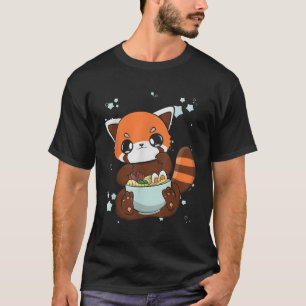 Camiseta Panda Rojo Comiendo Ra I Love Ra Japoneses Noodles