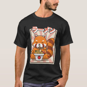 Camiseta Panda Rojo Comiendo Ra Kawaii Fideos Japoneses Ra