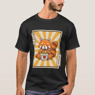 Camiseta Panda rojo comiendo ra kawaii japonés panda rojo