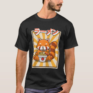Camiseta Panda Rojo Comiendo Ra Kawaii Noodles Japoneses Ra
