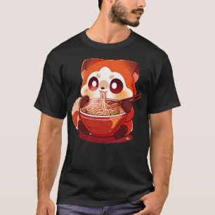 Camiseta Panda rojo comiendo ramen 1
